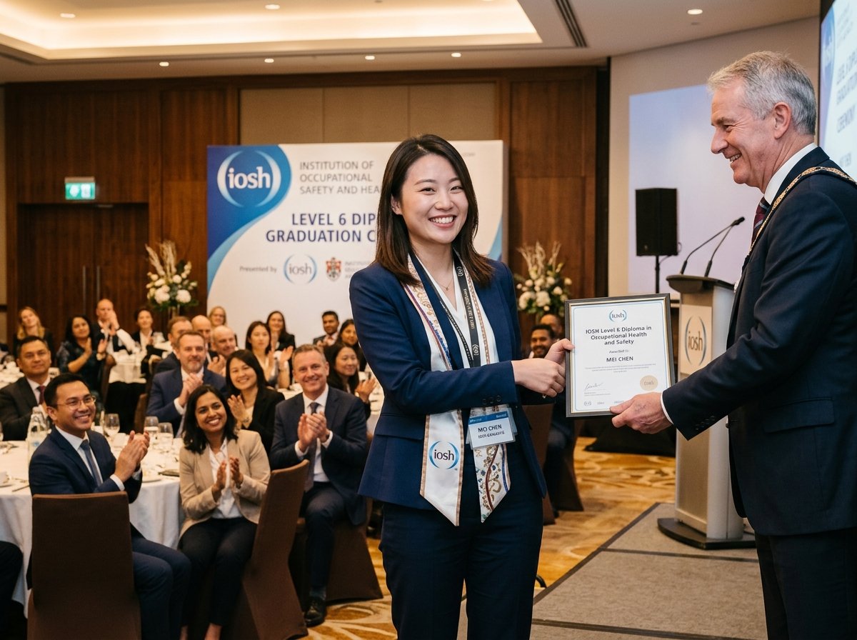 Graduate receiving IOSH Level 6 Diploma award